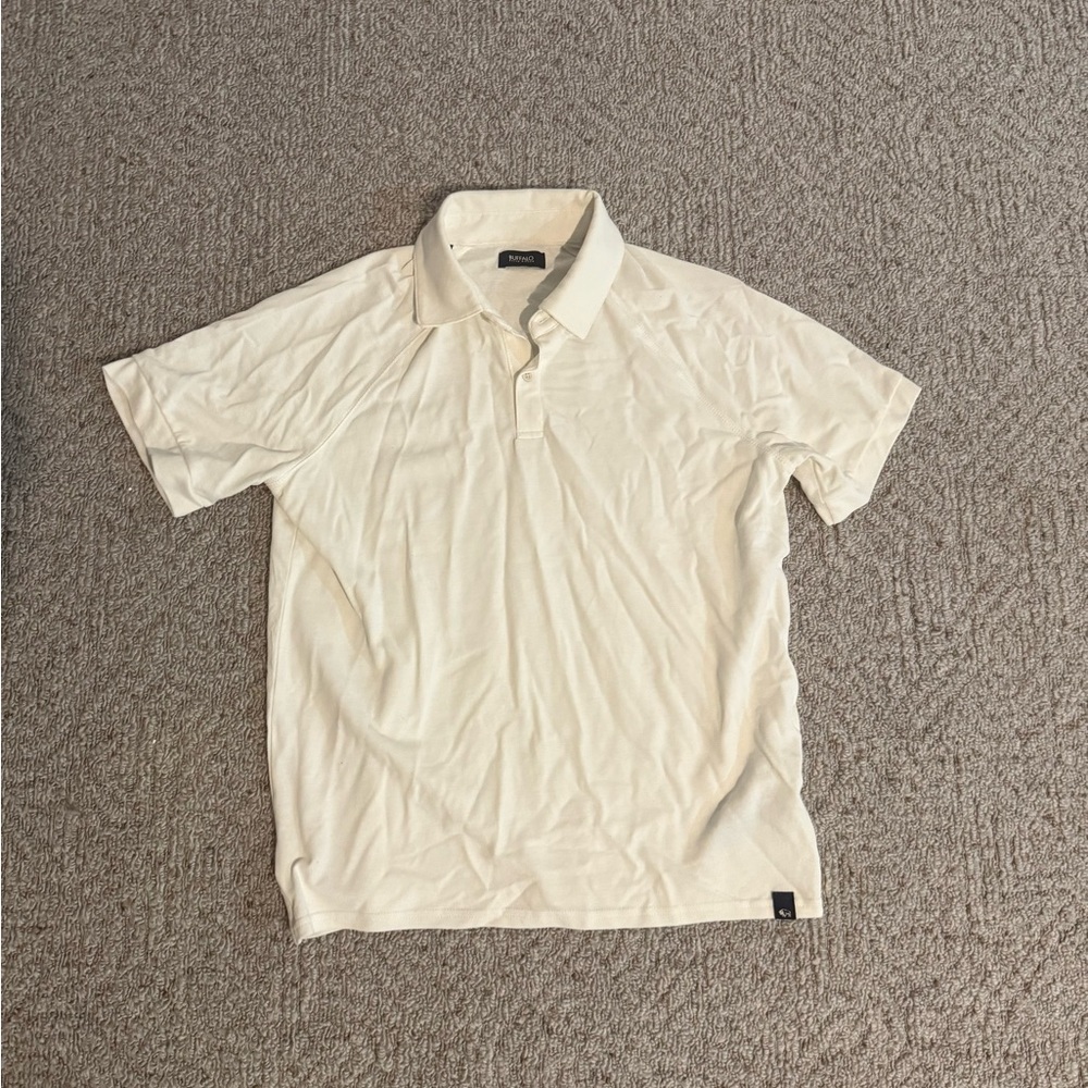 Buffalo David Bitton Cream Polo Shirt Minimalist Design